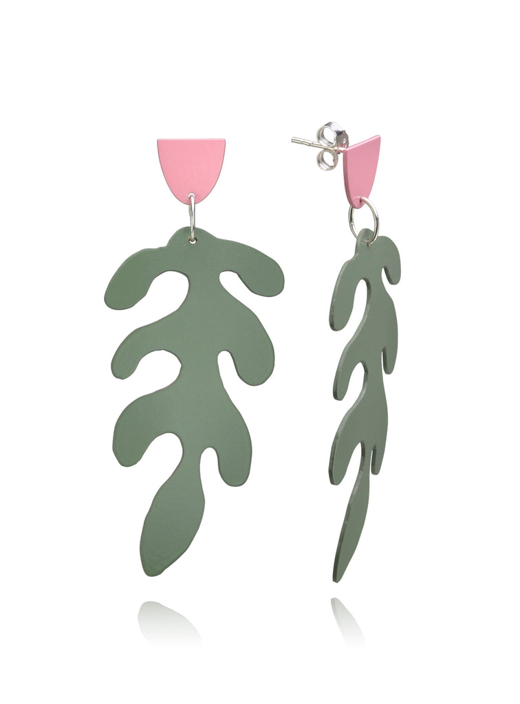Matisse Earrings-Sage and Soft Pink